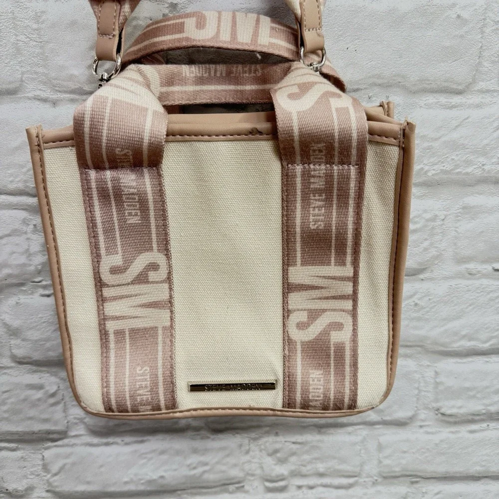 STEVE MADDEN Bwebber Purse Crossbody SMALL Tote Cream Pink Brown Mauve RARE